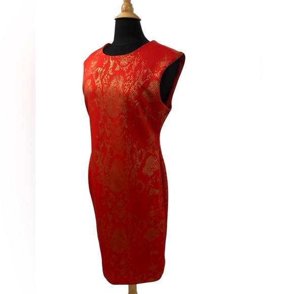 Philosophy Orange/Gold Sleeveless Sheath Bodycon Formfitting Dress-size Large - Picture 2 of 8